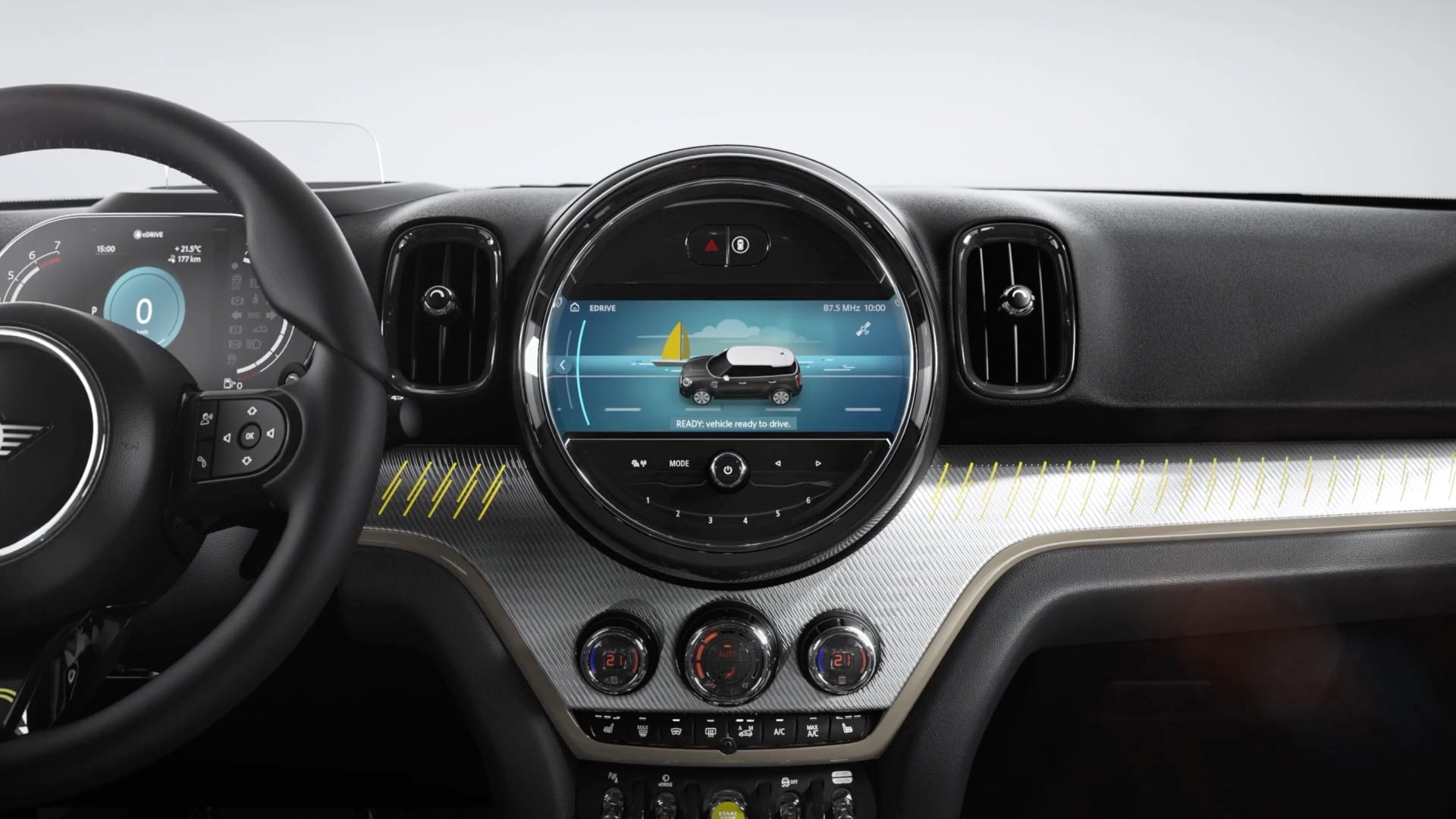 MINI Cooper SE Countryman ALL4 – predný pohľad – sivé a čierne