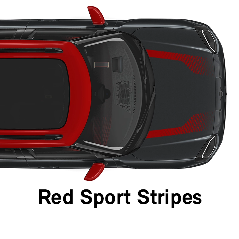  MINI - výbava - štýl jcw - športové pruhy red