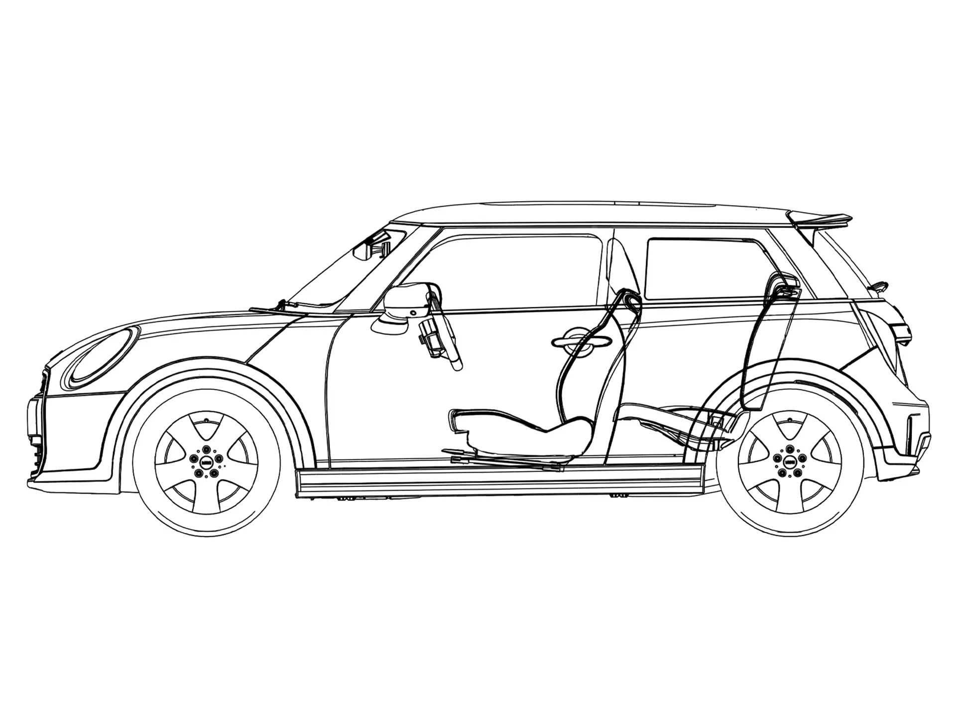 MINI Cooper 3-dverové - Bočný pohľad - skica