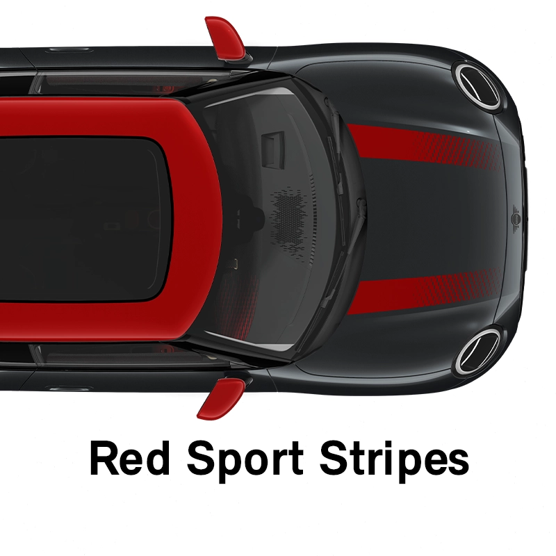  MINI - výbava - štýl jcw - športové pruhy red