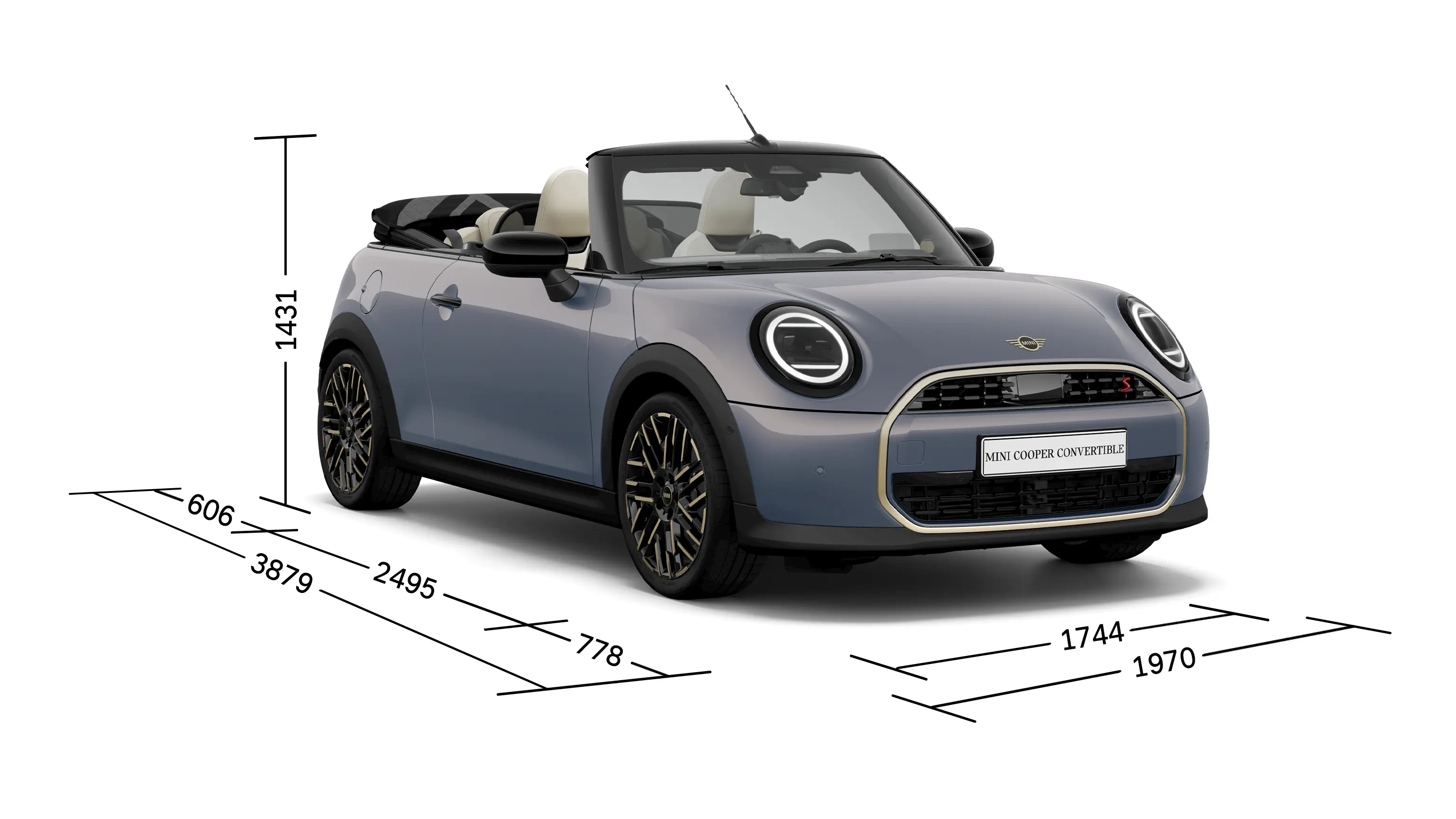 MINI Cooper Cabrio - Predný pohľad s rozmermi