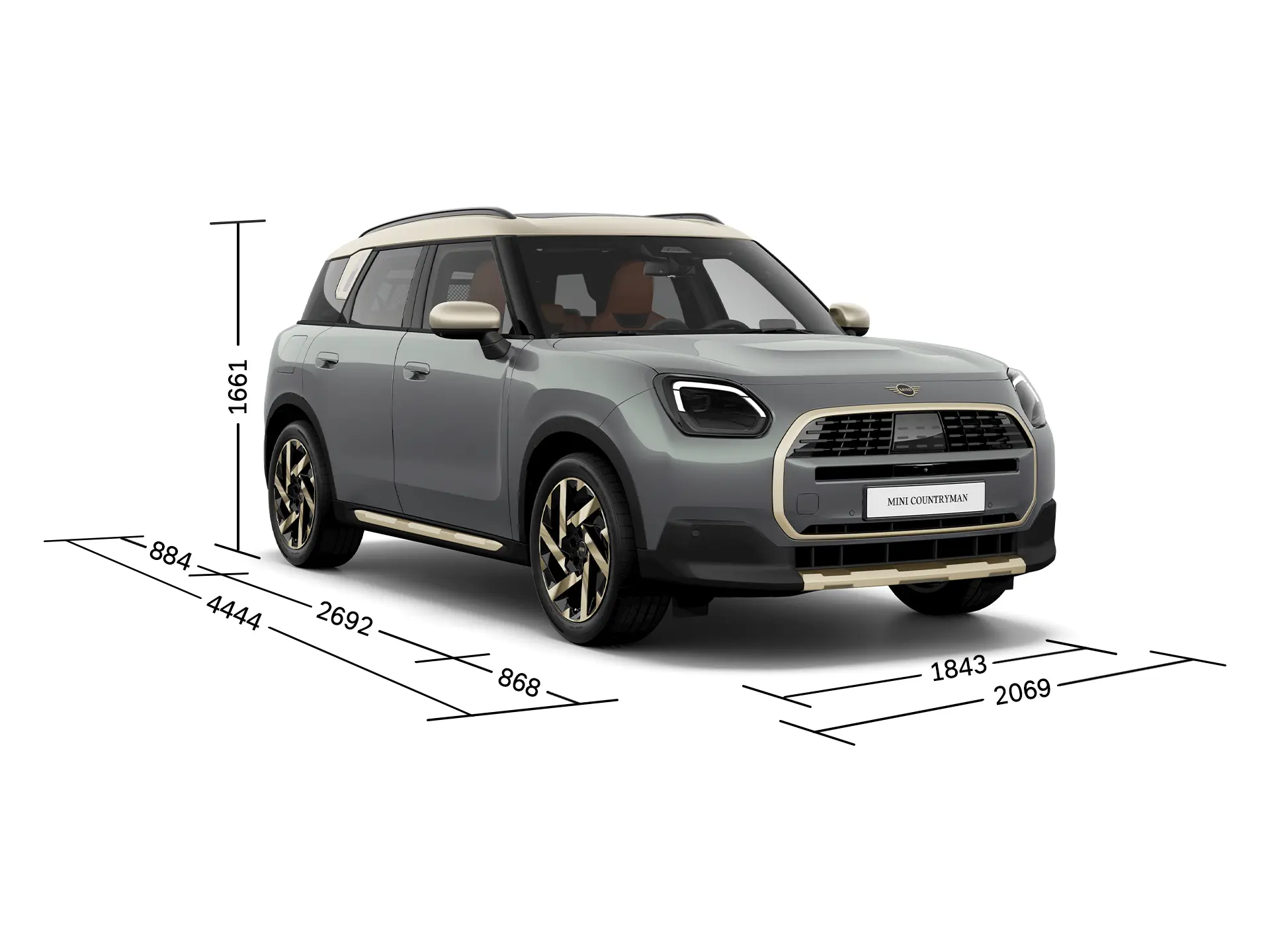 MINI Countryman - Predný pohľad s rozmermi