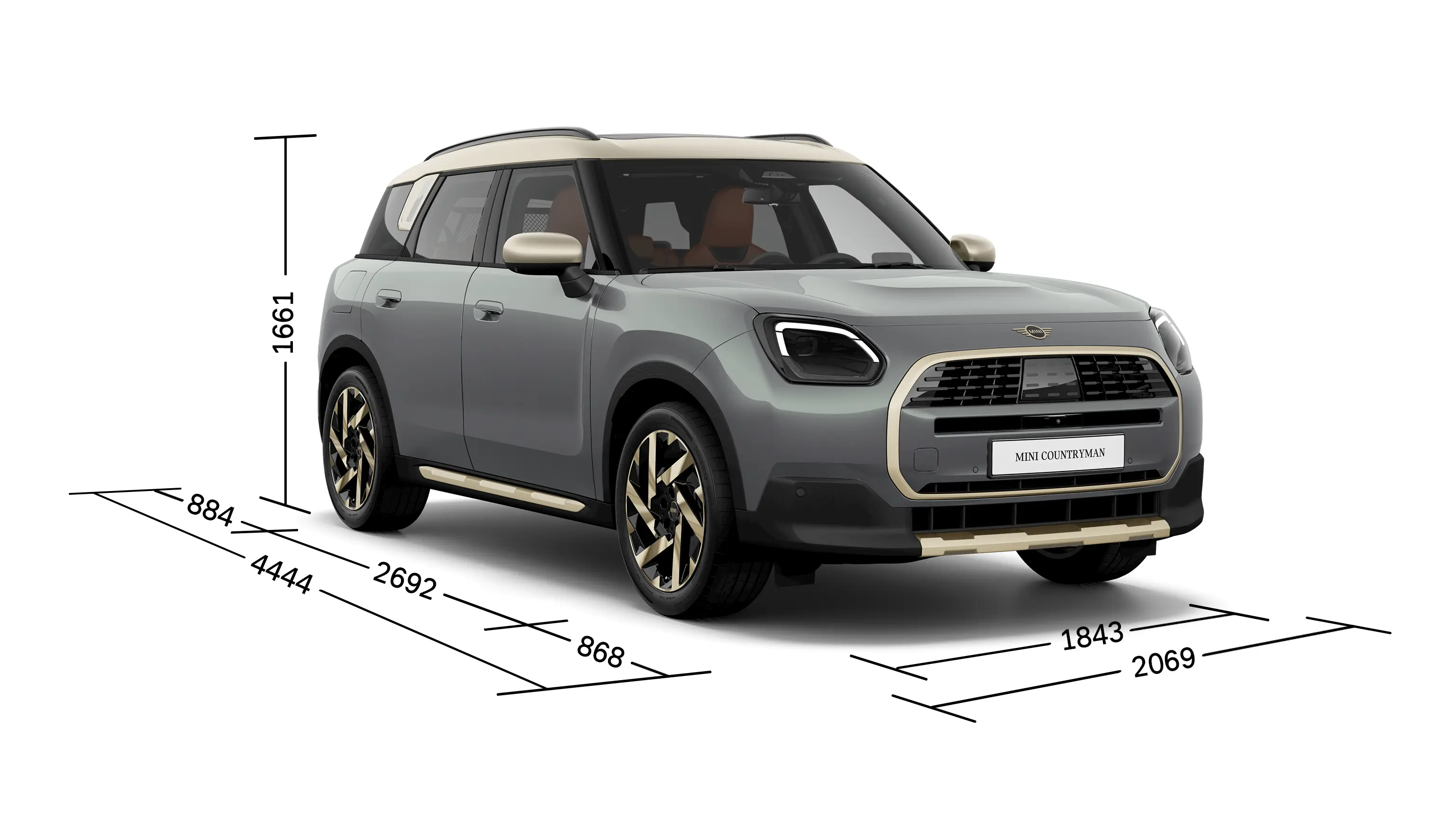MINI Countryman - Predný pohľad s rozmermi