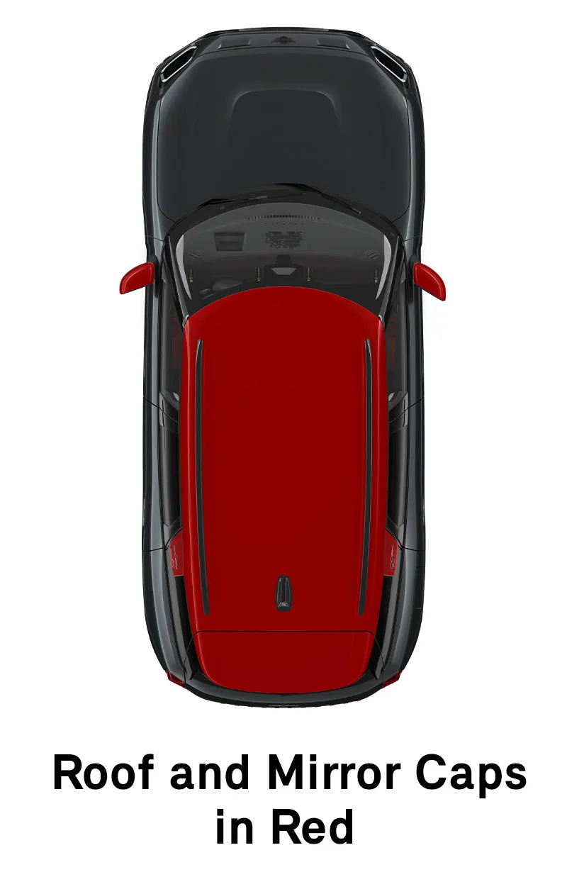  MINI - výbava - štýl jcw - strecha a kryty zrkadiel vo farbe red