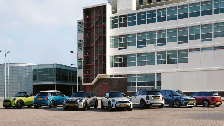 Cars presented in front of the showroom