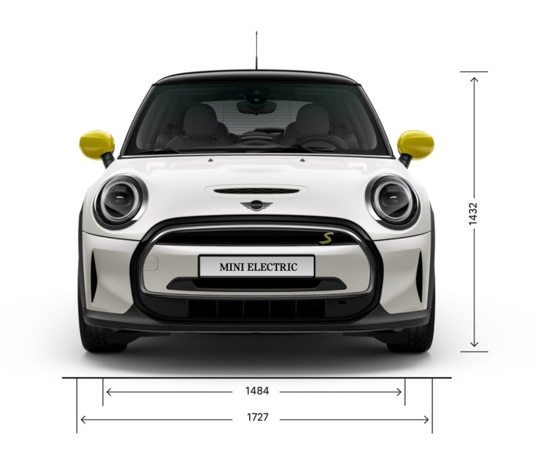 MINI Cooper SE 3-dverové – predný pohľad  – rozmery