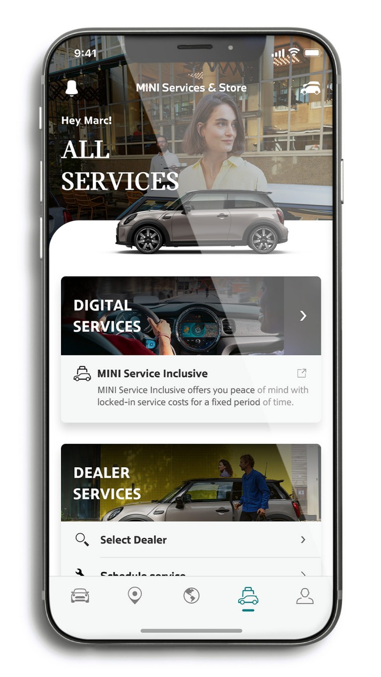mini connected – aplikácia mini – spravovať všetky služby